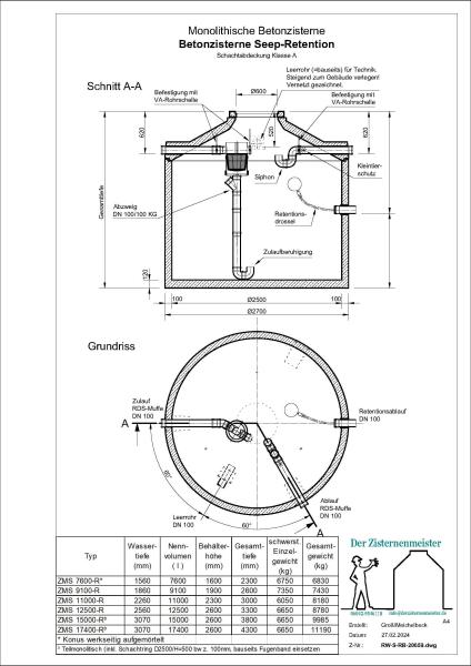 Betonzisterne Seep-Retention